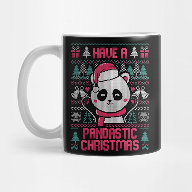 Pandastic Christmas - Funny Ugly Sweater Xmas Panda Gift by eduely